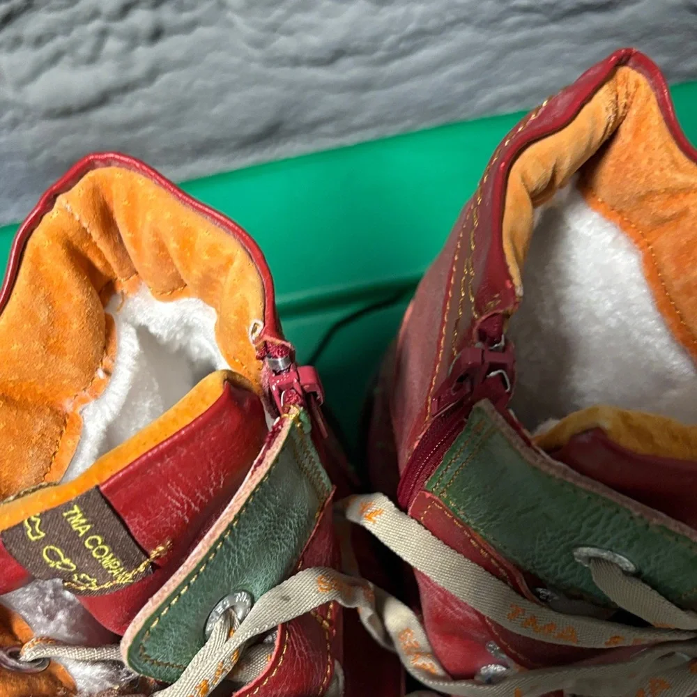 Vibrant Multicolor Lace-Up Women's Boots - Picture 2 of 8